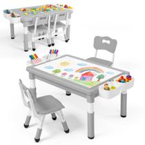 Conjunto de Mesa Infantil e 2 Cadeiras Kinder King Ajustável Cinza Conjunto de Mesa Infantil e 2 Cadeiras Kinder King Ajustável Cinza