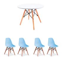 Conjunto de Mesa Infantil Well Branca com 4 Cadeiras Eames Azul - Modern