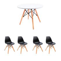 Conjunto de Mesa Infantil Well Branca com 4 Cadeiras Eames Preta