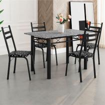 Conjunto De Mesa Itália Com 4 Cadeiras Preto/Floral Granito Conjunto De Mesa Itália Com 4 Cadeiras Preto/Floral Granito