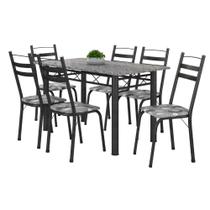 Conjunto De Mesa Itália Com 6 Cadeiras 1,40m Artefamol Granito / Dark