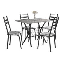 Conjunto De Mesa Itália New Com 4 Cadeiras 1,00m Artefamol Dark/Granito