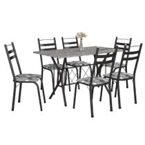 Conjunto De Mesa Itália New Com 6 Cadeiras 1,40m Artefamol Granito / Dark - ALMIROANA MARMORES E GRANITOS LTDA ME