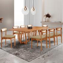 Conjunto de Mesa Jantar Ello Tampo 240cm Barril Laminado e 8 Cadeiras Mônaco Premium Natural Âmbar/Imbuia Natural/Cinamomo Marrom Conjunto de Mesa Jantar Ello Tampo 240cm Barril Laminado e 8 Cadeiras Mônaco Premium Natural Âmbar/Imbuia Natural/Cinamomo Marrom