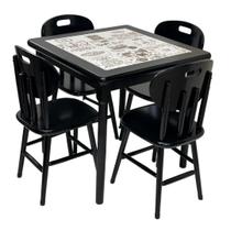 Conjunto de Mesa Jantar Fast food Branco com 4 cadeiras - DG Móveis Conjunto de Mesa Jantar Fast food Branco com 4 cadeiras - DG Móveis