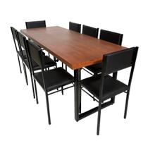 Conjunto de Mesa Jantar Ibiza 200x80 com 8 cadeiras - DG Móveis