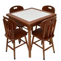 Conjunto de Mesa Jantar Mosaico com 4 cadeiras Branco - DG Móveis Conjunto de Mesa Jantar Mosaico com 4 cadeiras Branco - DG Móveis