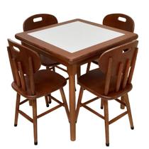 Conjunto de Mesa Jantar Mosaico com 4 cadeiras Branco - DG Móveis