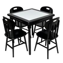 Conjunto de Mesa Jantar Mosaico com 4 cadeiras Branco - DG Móveis