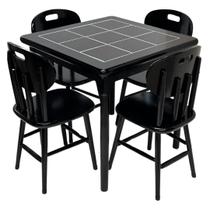 Conjunto de Mesa Jantar Mosaico com 4 cadeiras Preto - DG Móveis Conjunto de Mesa Jantar Mosaico com 4 cadeiras Preto - DG Móveis