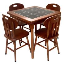 Conjunto de Mesa Jantar Mosaico com 4 cadeiras Preto - REISOL MÓVEIS