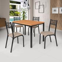 Conjunto de mesa jogo sala jantar ciplafe jade flex tampo madeira bp freijo 1,10m x 0,72m 4 cadeiras tubo preto fosco assento estofado Conjunto de mesa jogo sala jantar ciplafe jade flex tampo madeira bp freijo 1,10m x 0,72m 4 cadeiras tubo preto fosco assento estofado