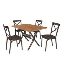 Conjunto de Mesa Jogo Sala Jantar Ciplafe Karina x Tampo Madeira bp Amendoa 1,20m x 0,80m Retangular 4 Cadeiras Tubo Bronze Assento Estofado Conjunto de Mesa Jogo Sala Jantar Ciplafe Karina x Tampo Madeira bp Amendoa 1,20m x 0,80m Retangular 4 Cadeiras Tubo Bronze Assento Estofado