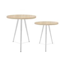 Conjunto de Mesa Lateral Dupla Lévis Redonda Sala Branco e Jade Conjunto de Mesa Lateral Dupla Lévis Redonda Sala Branco e Jade