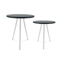 Conjunto de Mesa Lateral Dupla Lévis Redonda Sala Branco e Preto Conjunto de Mesa Lateral Dupla Lévis Redonda Sala Branco e Preto