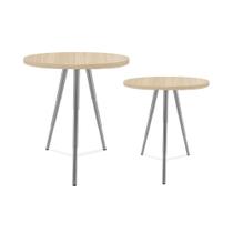 Conjunto de Mesa Lateral Dupla Lévis Redonda Sala Prata e Jade Conjunto de Mesa Lateral Dupla Lévis Redonda Sala Prata e Jade