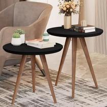 Conjunto De Mesa Lateral E Apoio Star Tripé Pés Palito Retrô-PRETO OFERTA