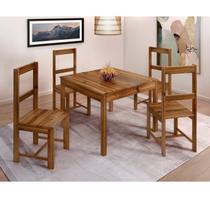 Conjunto de Mesa Lisboa 75x75cm com 4 Cadeiras Lisboa de Madeira Pinus Refloresta Ypê