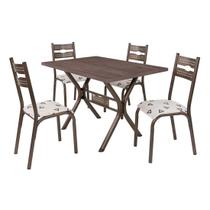 Conjunto de mesa luna tampo bp amendoa 1,20m x 0,80m retangular com 4 cadeiras tubo bronze - ciplafe