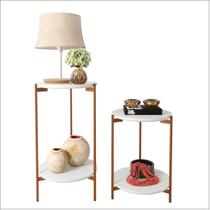 Conjunto de Mesa Lunis Branco com Pés de Ferro Bronze Ofertamo