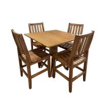 Conjunto de Mesa Madeira Maciça Berlim com 4 Cadeiras Sala Cozinha 90x90cm Malbec - HELLO MADEIRA