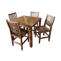 Conjunto de Mesa Madeira Maciça Roma com 4 Cadeiras Sala Cozinha 90x90cm Malbec