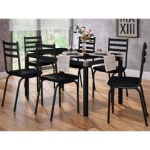 Conjunto de Mesa Malva Vidro Preto De 140 cm Com 6 Cadeiras 118 Preto Artefamol Conjunto de Mesa Malva Vidro Preto De 140 cm Com 6 Cadeiras 118 Preto Artefamol