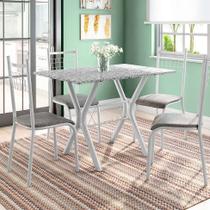 Conjunto de Mesa Miame com 4 Cadeiras Lisboa Branco Prata e Vegetale