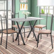 Conjunto de Mesa Miame com 4 Cadeiras Lisboa Preto e Nature