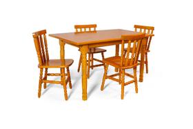 Conjunto de Mesa Mônaco 110x80 com 4 Cadeiras Assento Pequeno Natural JM Móveis