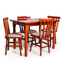 Conjunto de Mesa Mônaco 110x80 com 4 Cadeiras Estofadas Mel JM Móveis
