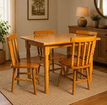 Conjunto de Mesa Mônaco 110x80 com 4 Cadeiras Natural JM Móveis