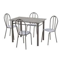 Conjunto de Mesa Monique com 4 Cadeiras Craqueado Preto Capitonê