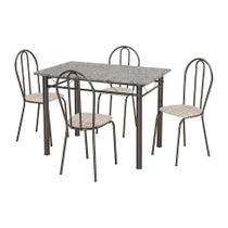 Conjunto de Mesa Monique com 4 Cadeiras Craqueado Preto Rattan