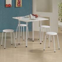 Conjunto de Mesa Nádia Quadrada Dobrável Branco 4 Banquetas - Criativa Conjunto de Mesa Nádia Quadrada Dobrável Branco 4 Banquetas - Criativa
