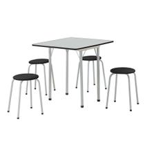Conjunto de Mesa Nádia Quadrada Dobrável Branco e Preto 4 Banquetas - Criativa Conjunto de Mesa Nádia Quadrada Dobrável Branco e Preto 4 Banquetas - Criativa