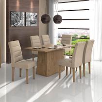 Conjunto de Mesa Nevada I com 6 Cadeiras Fiorella Carvalho Soft 180cm - Lopas