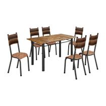 Conjunto de Mesa Nobre Safira Madeira 140cm com 6 Cadeiras - Hematita