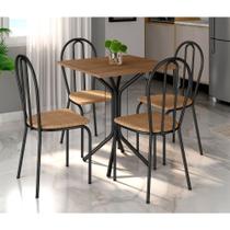 Conjunto de Mesa para Cozinha com 4 Cadeiras 004 - Preto Fosco Demolição - Assento Rattan - Og Móveis