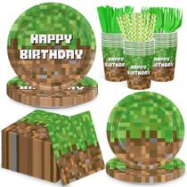 Conjunto de mesa para festa Detanpoly tema pixel 168 peças Conjunto de mesa para festa Detanpoly tema pixel 168 peças