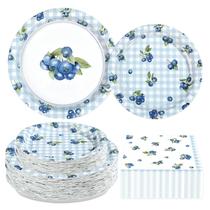 Conjunto de mesa para festa Greencian 200 peças com pratos de mirtilo