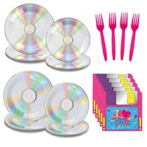 Conjunto de Mesa para Festa Greencian 96 Peças Tema Retrô dos Anos 90 com CD