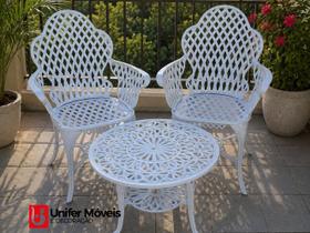 Conjunto de Mesa Para Jardim Copacabana com 2 Poltronas e Mesa Baixa em Alumínio Fundido Unifer Móveis Conjunto de Mesa Para Jardim Copacabana com 2 Poltronas e Mesa Baixa em Alumínio Fundido Unifer Móveis