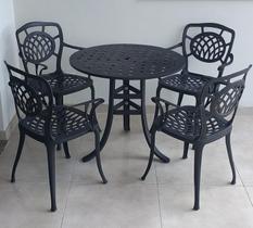 Conjunto de Mesa Para Jardim Firenze Mesa 80 cm e 4 Poltronas em Alumínio Fundido Unifer Móveis Conjunto de Mesa Para Jardim Firenze Mesa 80 cm e 4 Poltronas em Alumínio Fundido Unifer Móveis