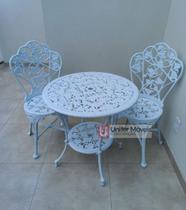 Conjunto de Mesa Para Jardim Hera com 2 Cadeiras em Alumínio Fundido Unifer Móveis