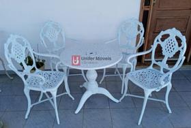 Conjunto de Mesa Para Jardim Verona Alumínio Fundido Unifer Móveis