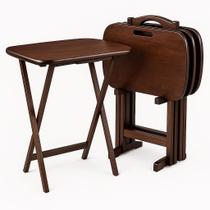Conjunto de mesa para lanches Ergode Wood, 5 peças, dobrável, marrom Conjunto de mesa para lanches Ergode Wood, 5 peças, dobrável, marrom