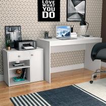 Conjunto de Mesa para Notebook Hype com Armário Ravena 1 PT 1 GV Branco