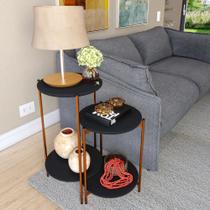 Conjunto de Mesa para Sala de Estar Cannes Preto Bronze Conjunto de Mesa para Sala de Estar Cannes Preto Bronze