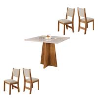 Conjunto de Mesa para Sala Jantar Cairo Tampo Vidro com 4 Cadeiras